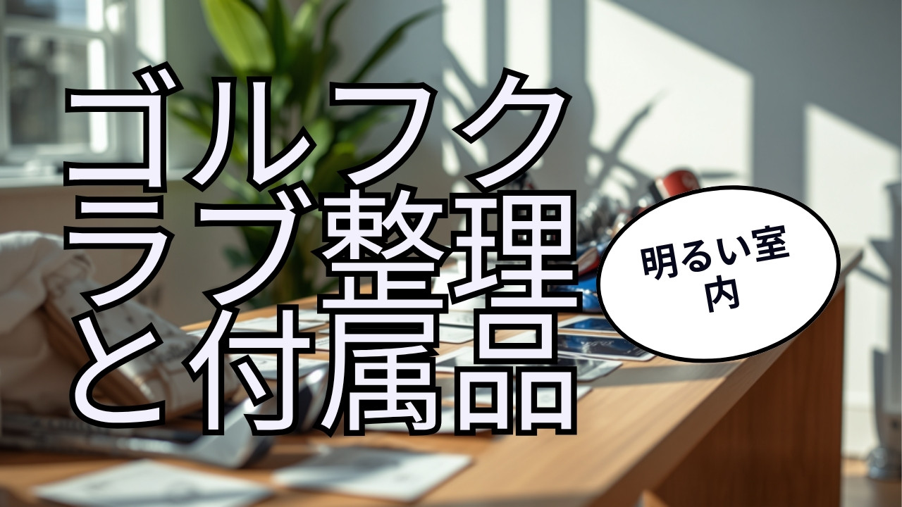 売却前のゴルフクラブと付属品を整理している様子