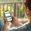 スマートフォンでゴルフ場予約サイトを検索している様子